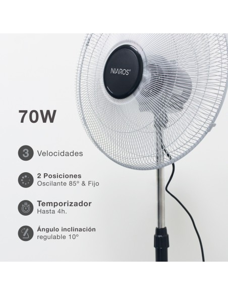 GSC Ventilador Metálico de Pie Sandi 50CM 70W - Alta Potencia
