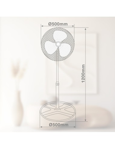 GSC Ventilador Metálico de Pie Sandi 50CM 70W - Alta Potencia