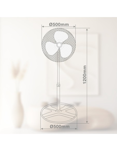 GSC Ventilador Metálico de Pie Sandi 50CM 70W - Alta Potencia