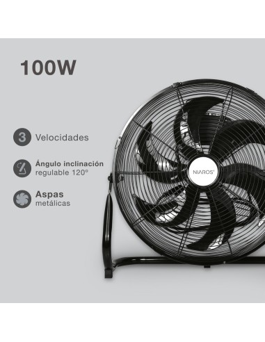 GSC - Ventilador Metálico De Suelo Aidone Negro 51CM 90W - 300030005