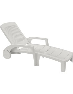 Tumbona abatible Grosfillex Fidji blanca de PVC para jardín o piscina