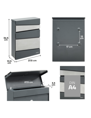 Buzón ARREGUI Flysch Antracita e Inox E6925