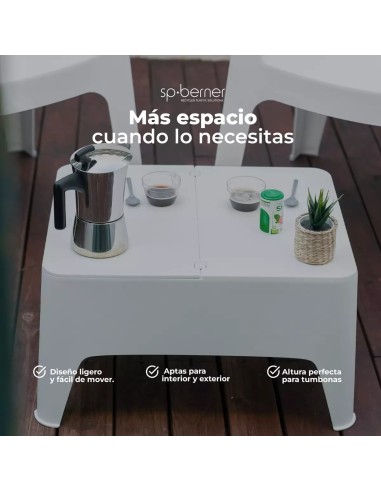 Mesa blanca Alaska apilable para terraza o interior