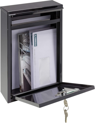 Arregui - Zaguán buzón exterior de pared tamaño DIN A5 color negro