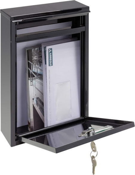 Arregui - Zaguán buzón exterior de pared tamaño DIN A5 color negro