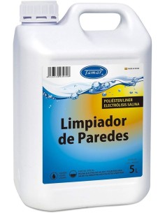 Garrafa de 5 litros de limpiador desincrustante de paredes y cal Tamar para mantenimiento de piscinas.