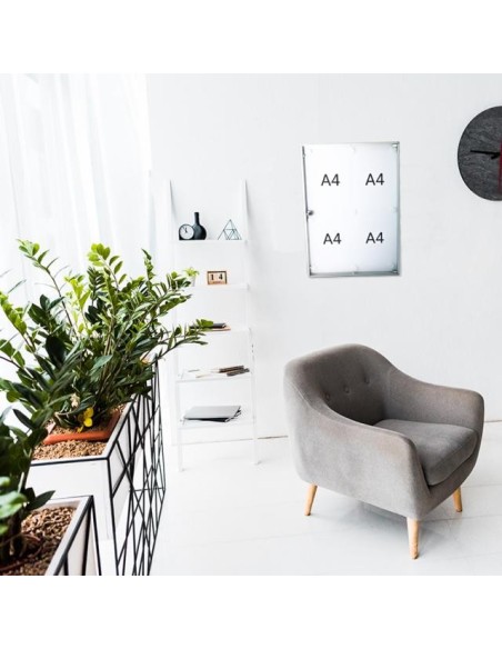 BTV Tablón De Anuncios Vertical Con Llave Aluminio y Metacrilato