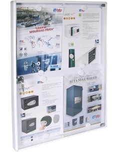 BTV Tablón De Anuncios Vertical Blanco Con Llave y Puerta Metacrilato