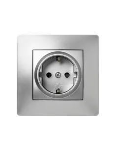 Enchufe Famatel Habitat 15 Schuko color aluminio Ref. 9223 TT
