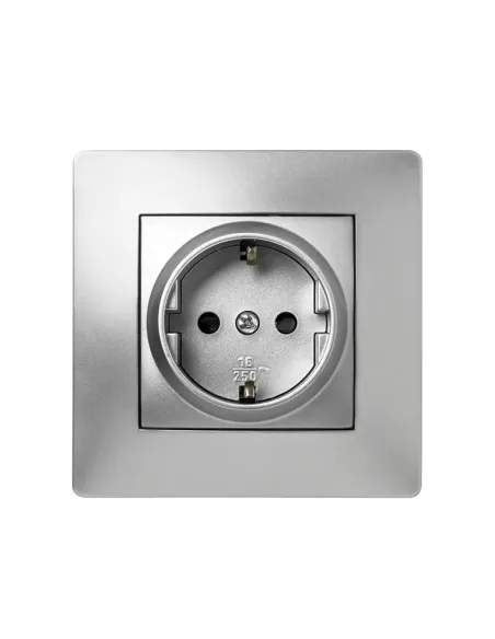 Enchufe Famatel Habitat 15 Schuko color aluminio Ref. 9223 TT