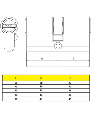 Yale HSK3030LT4 Cilindro de Seguridad 30x30 mm – Alta protección