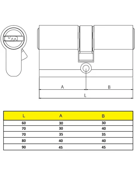 Yale HSK3030LT4 Cilindro de Seguridad 30x30 mm – Alta protección