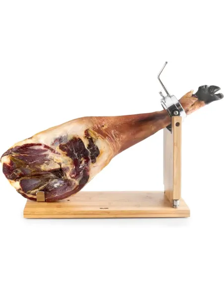 Ibili - Jamonero plegable giratorio bambú + acero inoxidable
