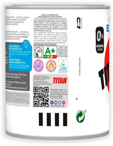 TITANLUX Esmalte Ecológico al Agua Blanco Brillante 250 ml