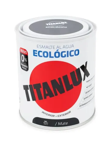 TITANLUX Esmalte Ecológico al Agua Negro Mate 250 ml