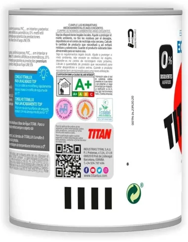 TITANLUX Esmalte Ecológico al Agua Blanco Satinado 250 ml