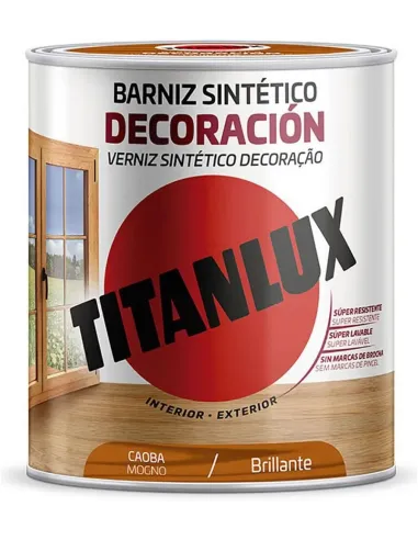 TITANLUX Barniz Sintético Decoración Caoba Brillante 750 ml