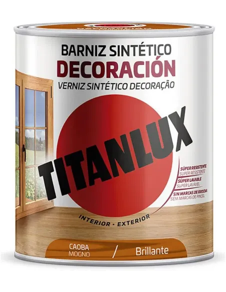 TITANLUX Barniz Sintético Decoración Caoba Brillante 750 ml