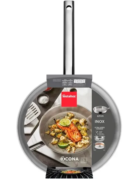 Metaltex Icona - Sartén Acero Inoxidable 24 cm