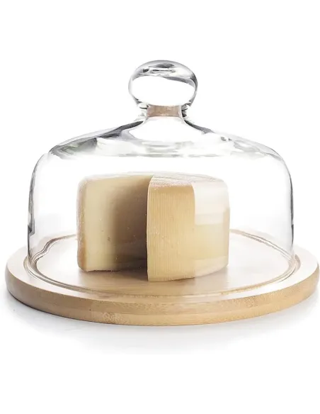 Ibili - Quesera de cristal con base de madera 18 cm