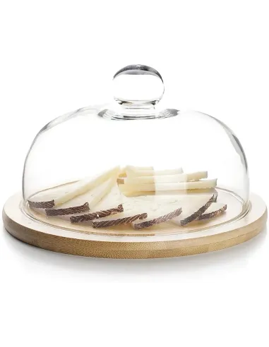 Ibili - Quesera de cristal con base de madera 20 cm