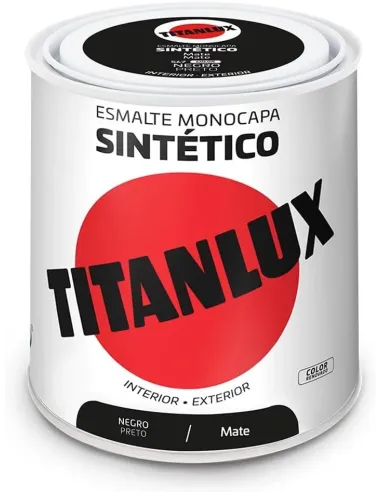 TITANLUX Esmalte Sintético Negro Mate 250 ml | Alta cobertura y acabad