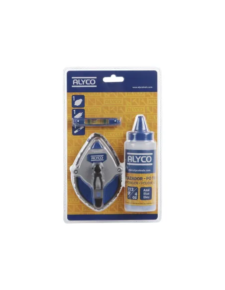 ALYCO Juego 3 Piezas Tiralíneas + Nivel + Polvo Trazador