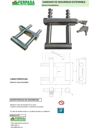 FERPASA Candado Seguridad Reja Extensible 81501