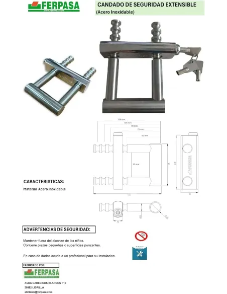 FERPASA Candado Seguridad Reja Extensible 81501