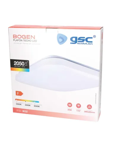 Plafón LED Cuadrado 20W 4000K GSC Bogen | Luz Neutra