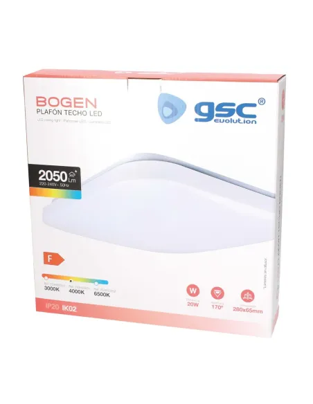 Plafón LED Cuadrado 20W 4000K GSC Bogen | Luz Neutra