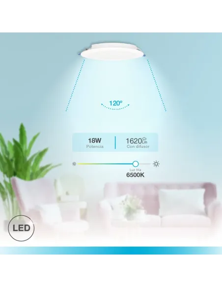 Downlight LED Redondo 18W 6500K GSC Belur | Luz Blanca Fría