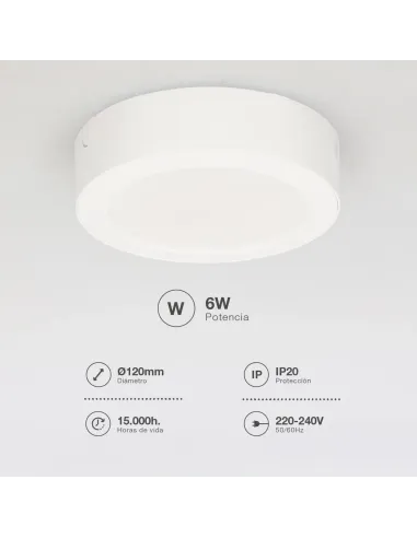 Downlight LED Superficie 6W 4000K GSC Bogur | Luz Neutra