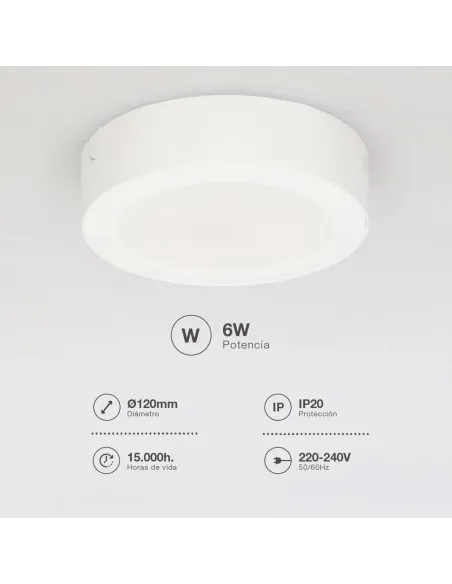 Downlight LED Superficie 6W 4000K GSC Bogur | Luz Neutra