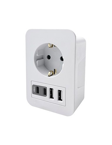 Adaptador Schuko HEPOLUZ 2 USB A + 2 USB C | 01793