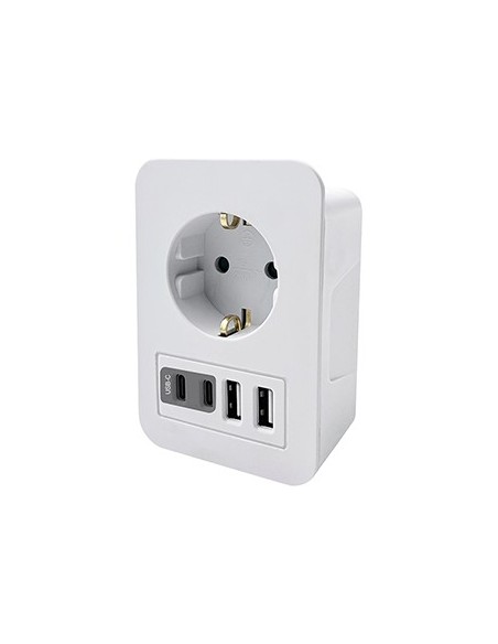 Adaptador Schuko HEPOLUZ 2 USB A + 2 USB C | 01793