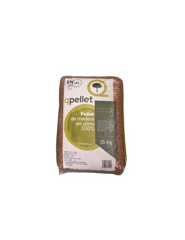 Saco de pellet de madera de pino 100% natural Qpellet de 15 kg.