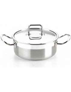 Cacerola de acero inoxidable BRA Profesional con tapa y asas ergonómicas