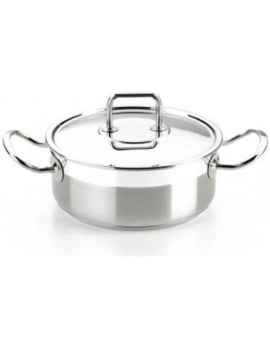 Cacerola de acero inoxidable BRA Profesional con tapa y asas ergonómicas