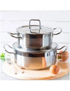 Cacerola de acero inoxidable BRA Profesional con tapa y asas ergonómicas 2