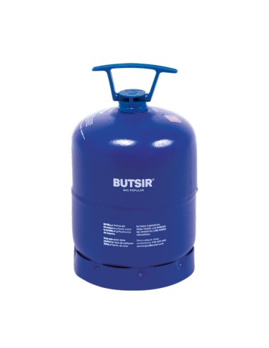 Botella de gas butano Butsir azul 0,5 kg con rosca universal para camping