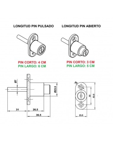 Cerradura Ventana FERPASA Plata Pin Largo | 13112