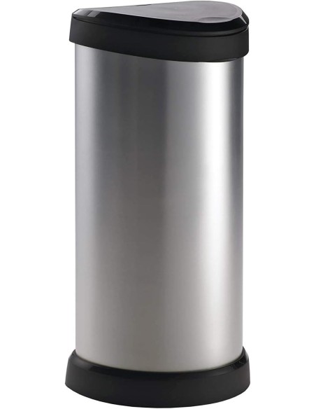 Cubo Basura CURVER Touch Gris Metálico 40 L