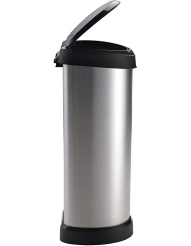 Cubo Basura CURVER Touch Gris Metálico 40 L