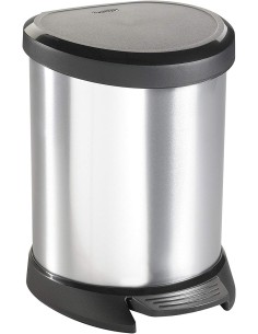 Cubo Basura CURVER Deco Pedal Gris Metálico 5 L