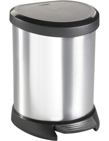 Cubo Basura CURVER Deco Pedal Gris Metálico 5 L