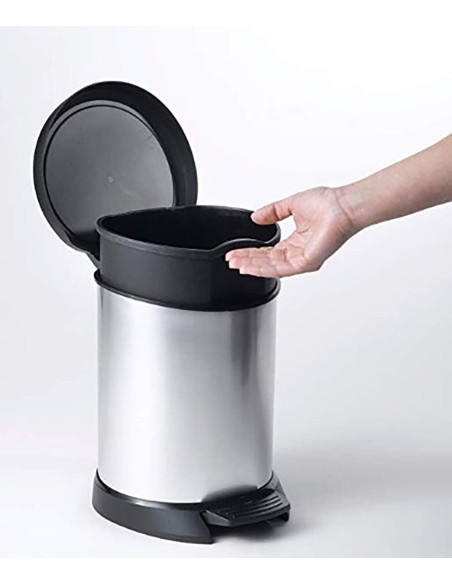 Cubo Basura CURVER Deco Pedal Gris Metálico 5 L