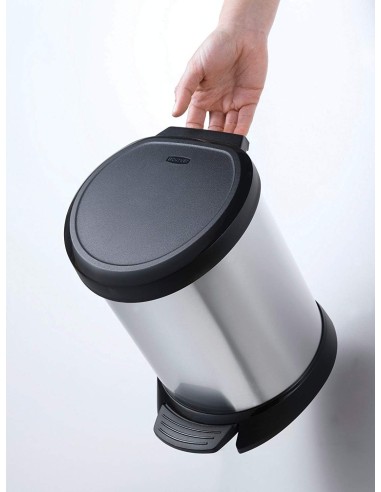 Cubo Basura CURVER Deco Pedal Gris Metálico 5 L