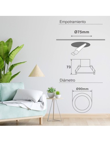 Aro LED Empotrable GSC 7W Luz Seleccionable Antideslumbrante