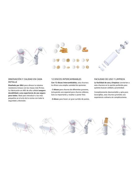 Churrera Ibili con 12 Discos | Hacer Churros y Pastas en Casa